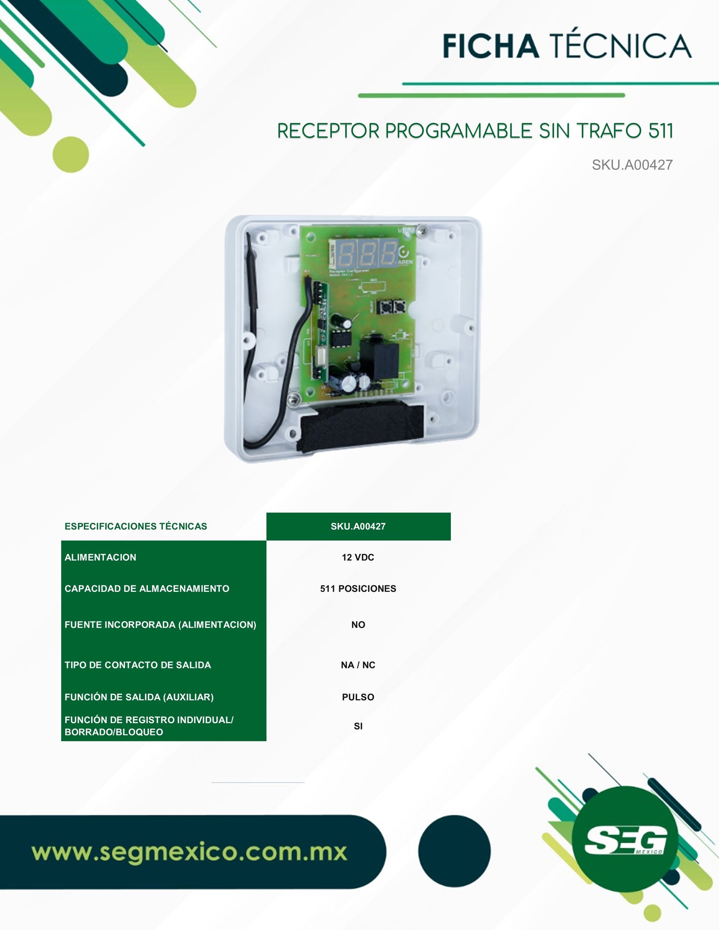 RECEPTOR GERENCIABLE SEG PARA 511 CONTROLES