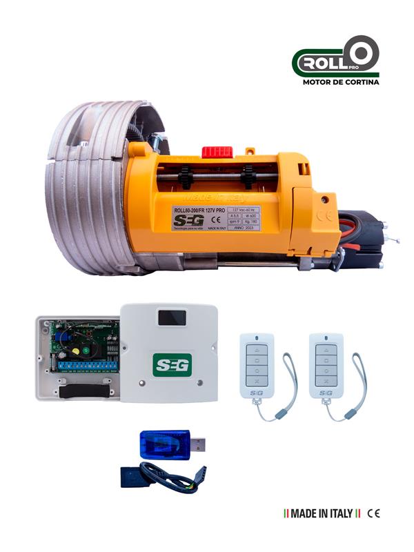 MOTOR SEG ROLL PARA CORTINAS DE IMPULSO CON CENTRAL, DOS CONTROLES Y MODULO WIFI